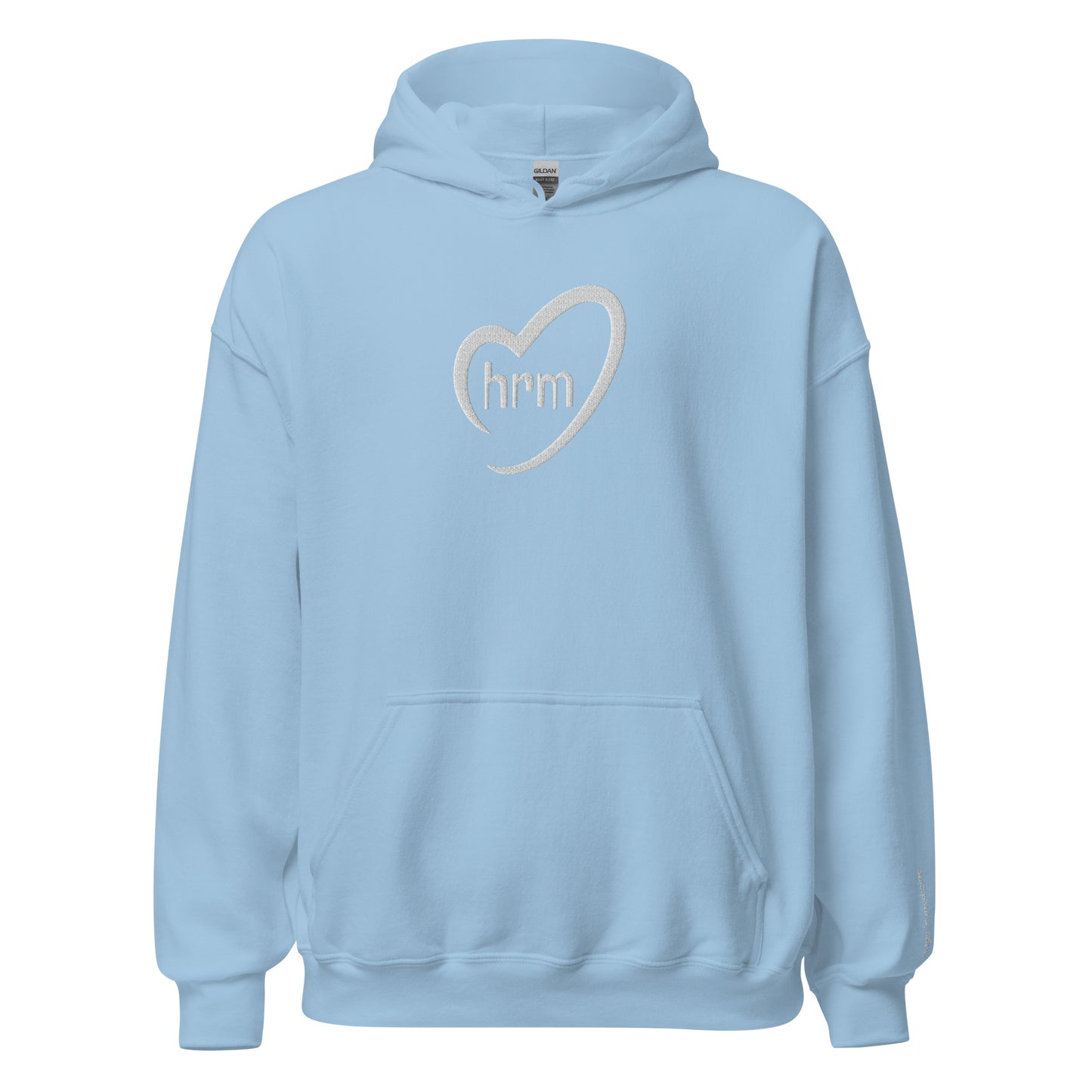 HRM Heart Sky Blue - Unisex Hoodie (white thread embroidery)
