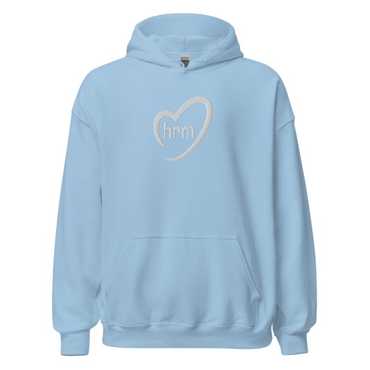 HRM Heart Sky Blue - Unisex Hoodie (white thread embroidery)